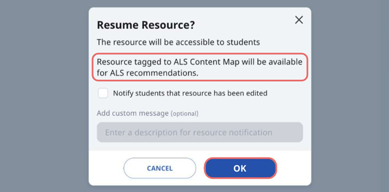 (E1, v) Tag Resources to Adaptive Learning System